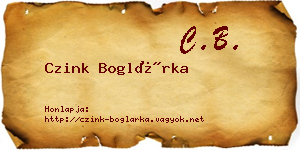 Czink Boglárka névjegykártya